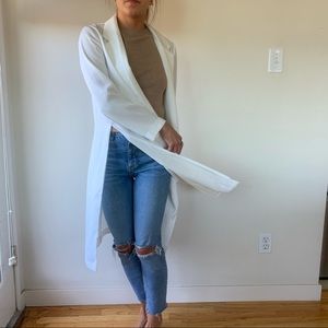 White trench jacket with high side slits